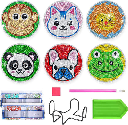 Set of 6 Animal Headshots - Diamond Painting Coaster