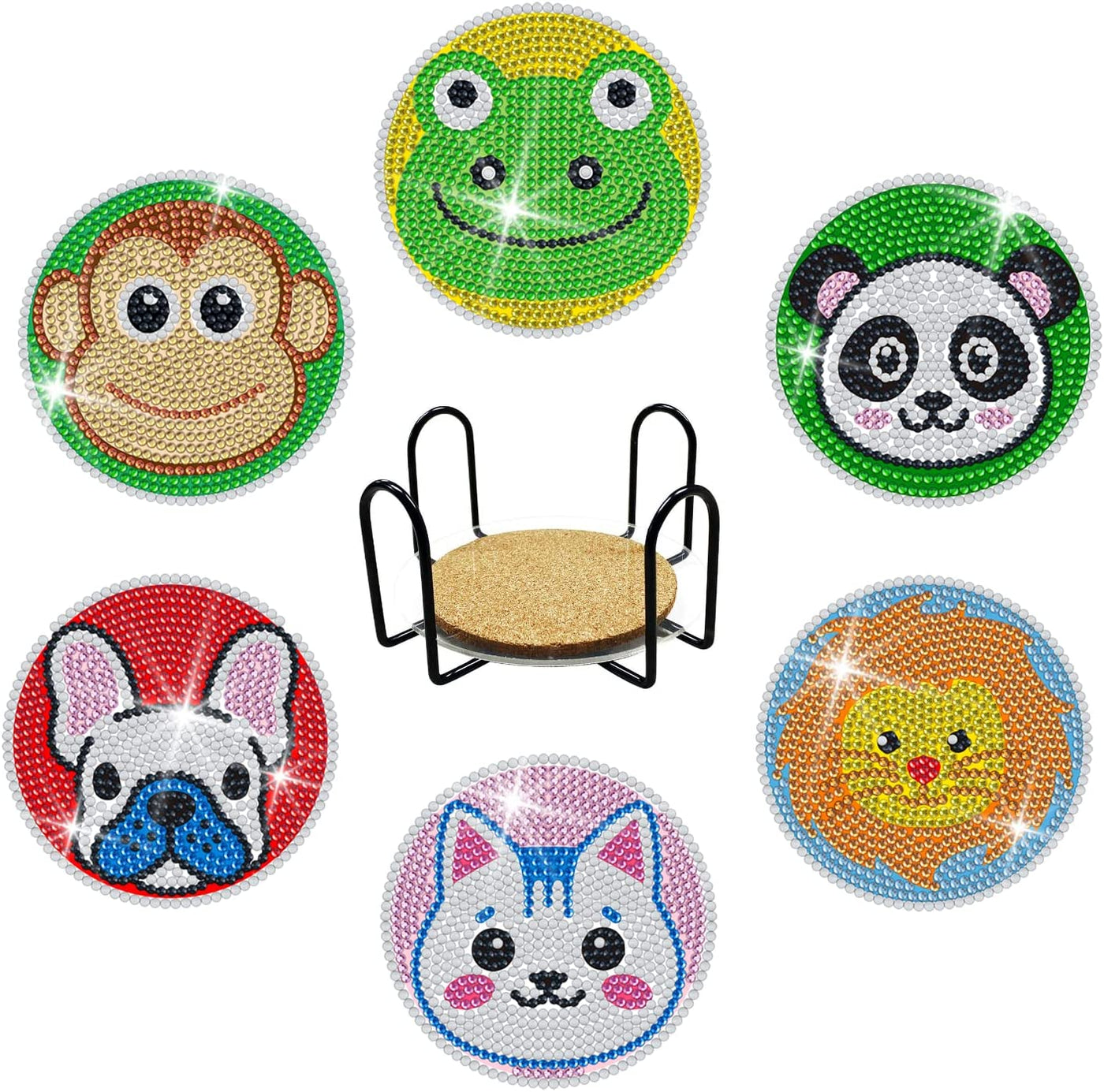 Set of 6 Animal Headshots - Diamond Painting Coaster