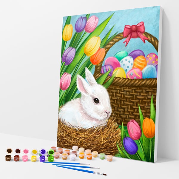 Easter Bunny with Flowers Kit - Paint By Numbers