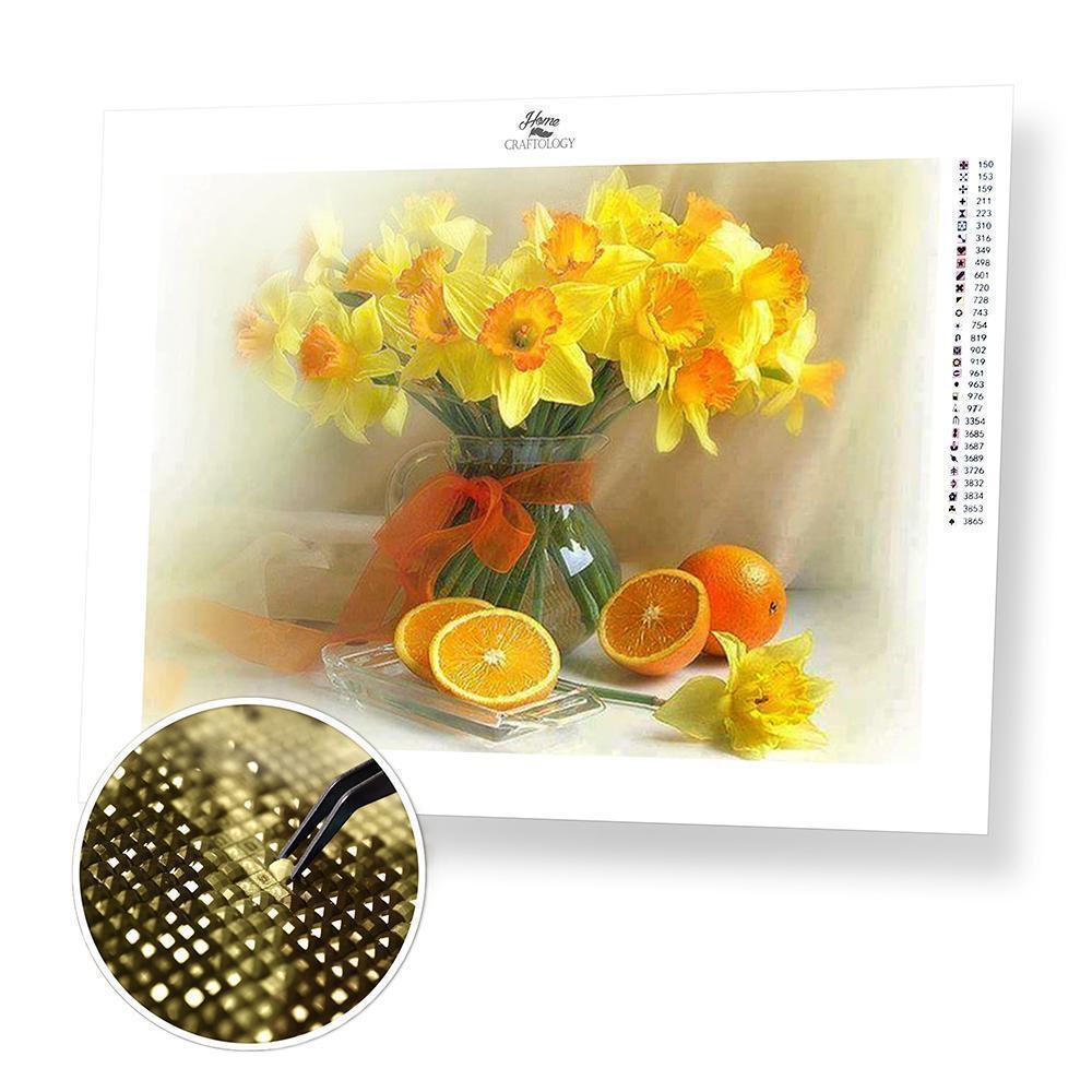 Flowers and Oranges - Diamond Painting Kit - Home Craftology
