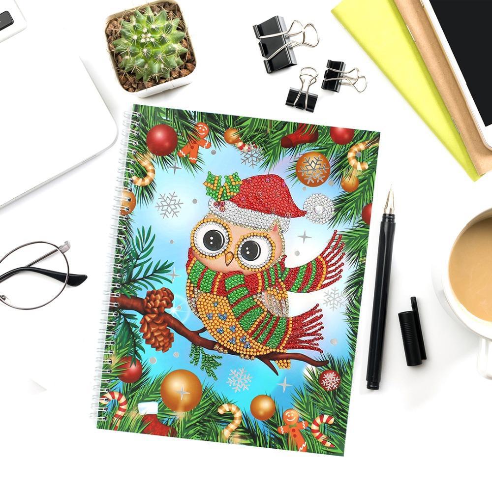 Christmas Owl - Diamond Painting A5 Notebook