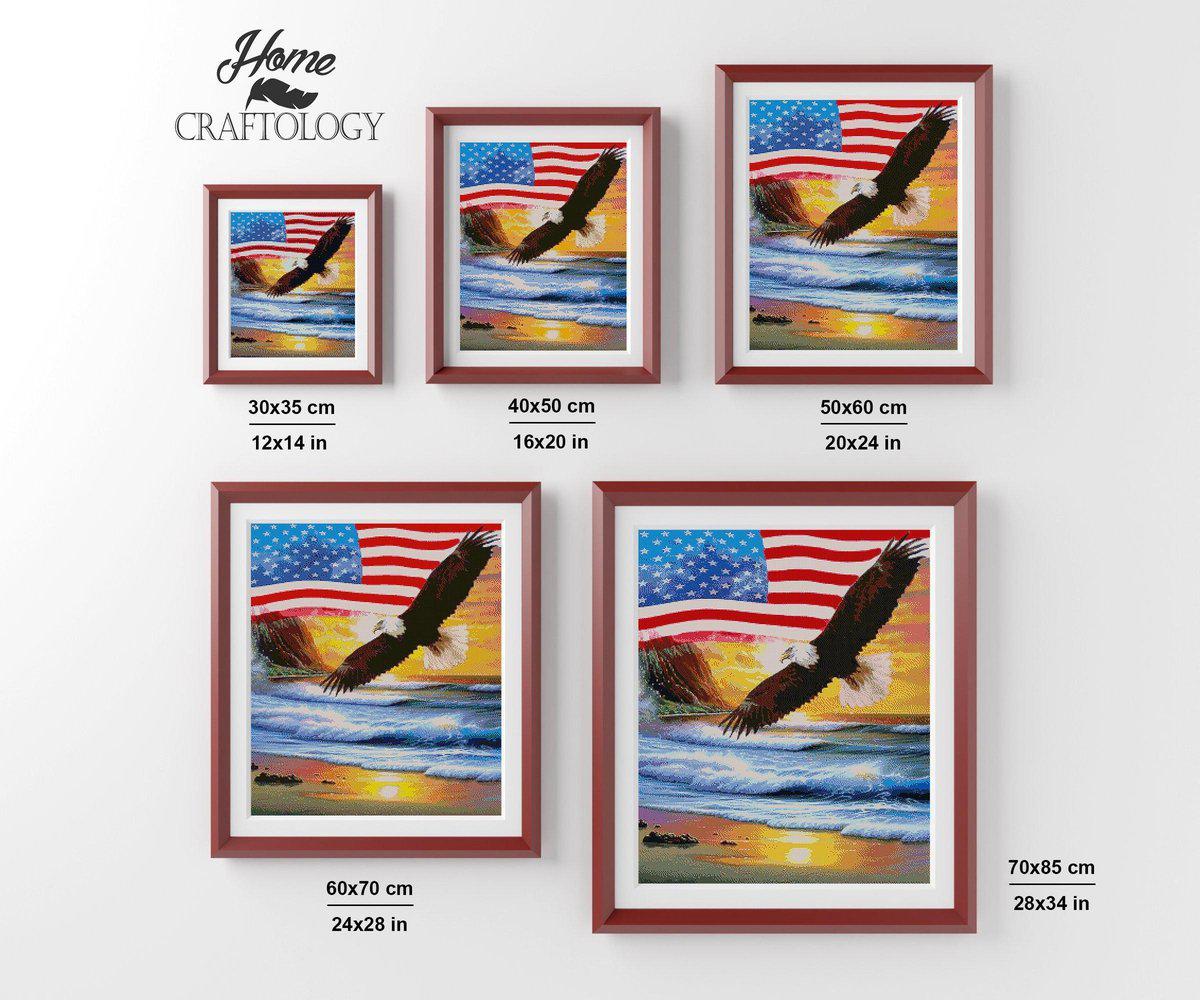 American Flag with Eagle Flying - Premium Diamond Painting Kit