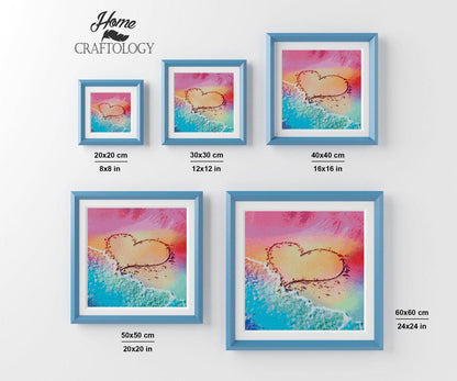 Beach with Heart Drawing - Premium Diamond Painting Kit