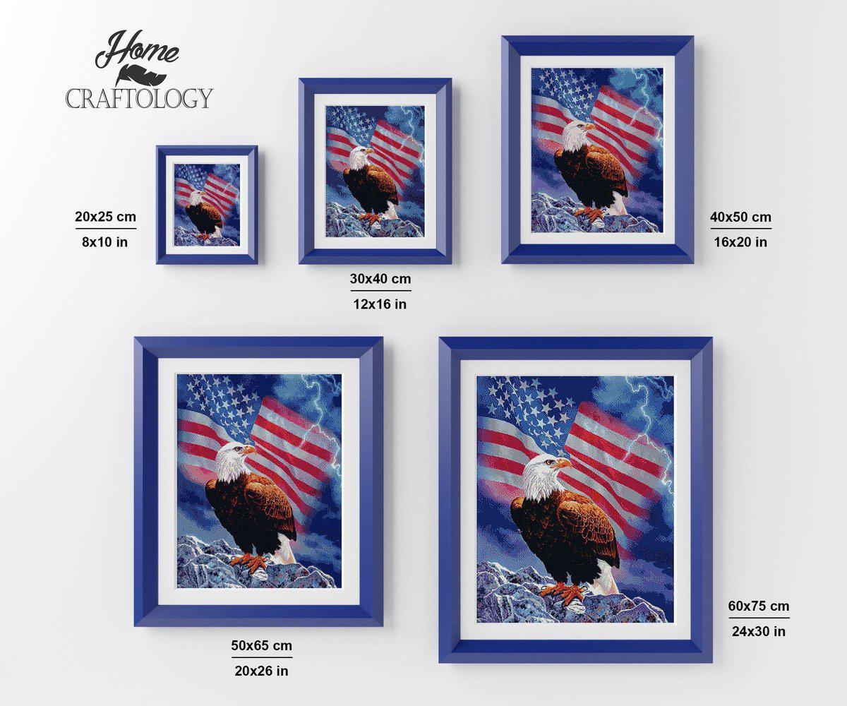 American Flag with Fierce Eagle - Premium Diamond Painting Kit