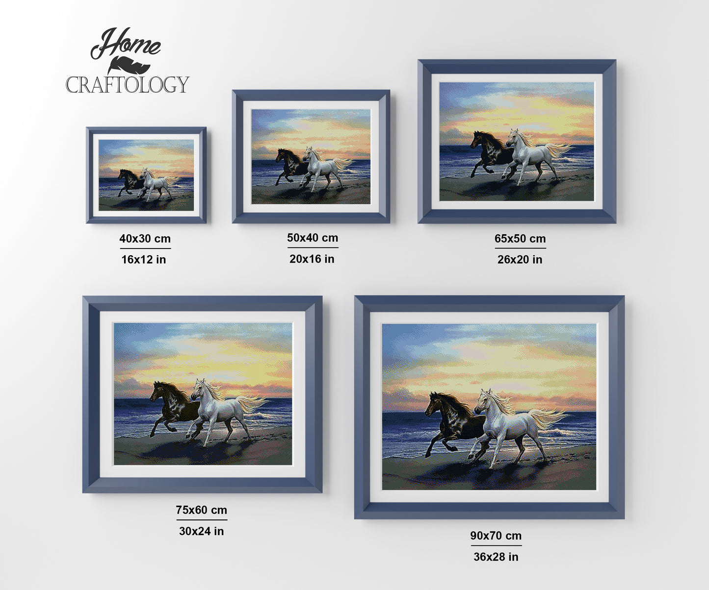 Horses Running on the Beach- Premium Diamond Painting Kit