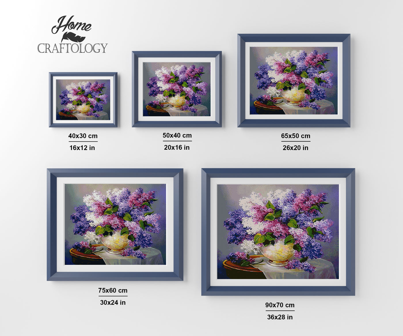 Purple and White Flowers - Premium Diamond Painting Kit