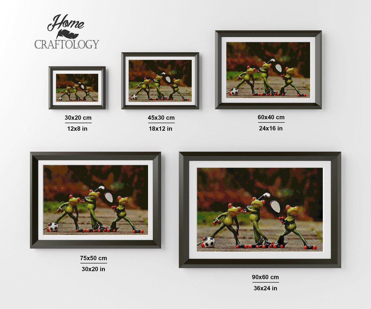 Frogs Playing Sports - Premium Diamond Painting Kit