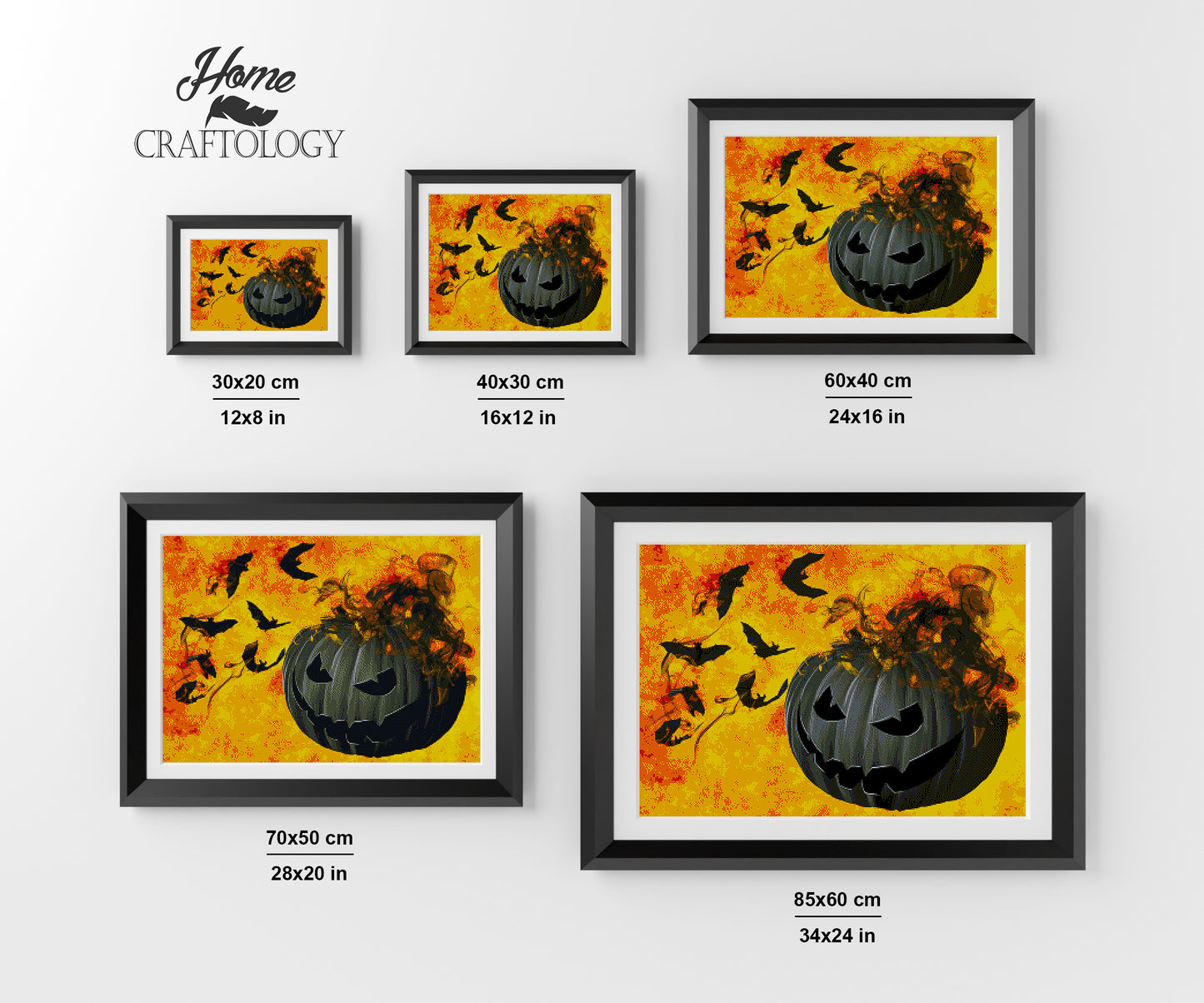 Pumpkin and Bats - Premium Diamond Painting Kit