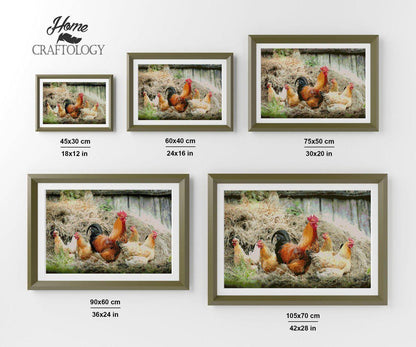 Rooster and Hens - Premium Diamond Painting Kit