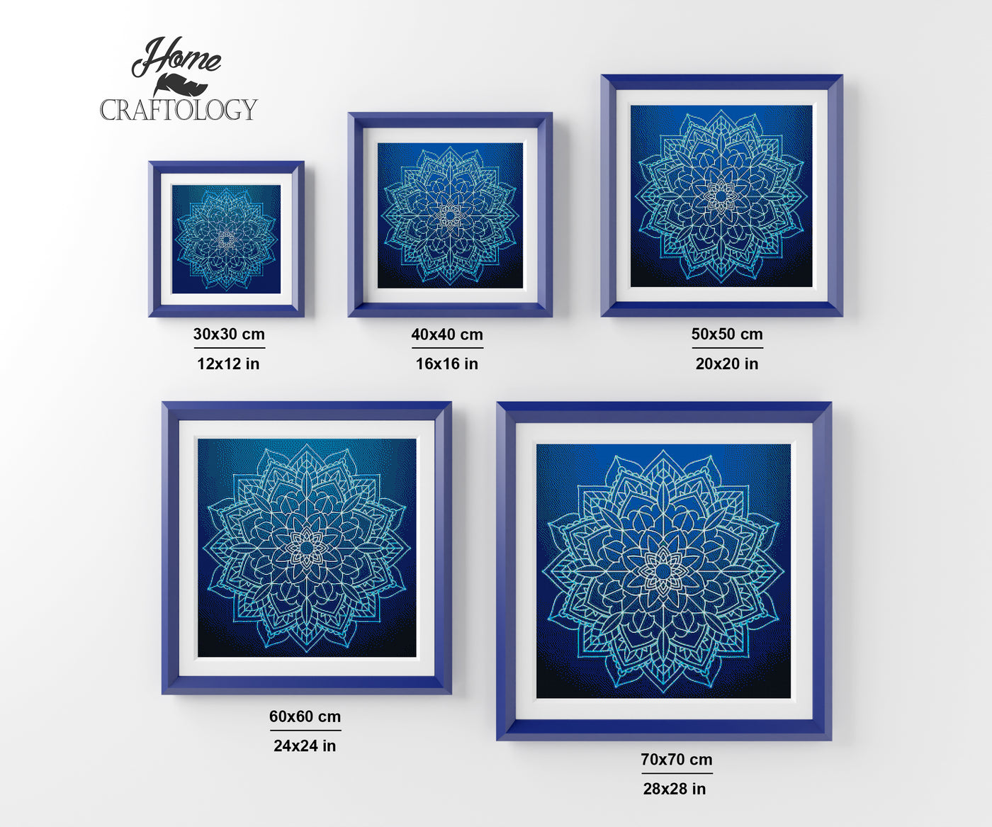 Blue Floral Mandala - Premium Diamond Painting Kit