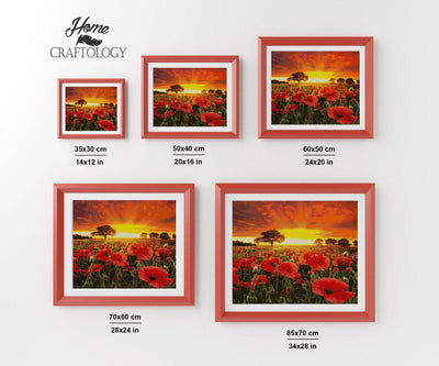 Sunset and Red Poppies - Premium Diamond Painting Kit
