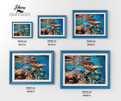 Swimming Sea Turtle - Exclusive Premium Diamond Painting Kit