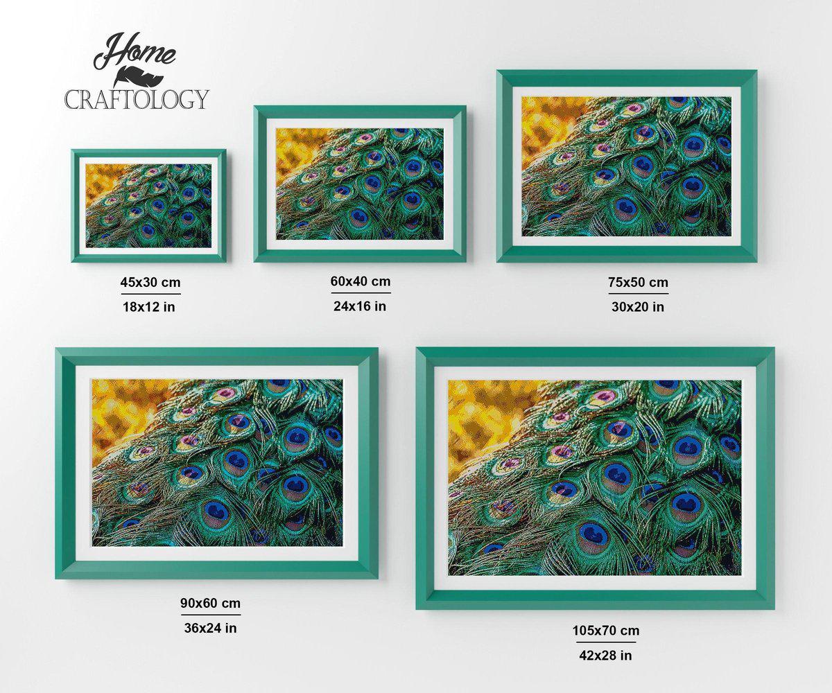 Green and Blue Peacock Feathers - Premium Diamond Painting Kit