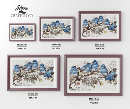 Blue Birds and Blossoms - Premium Diamond Painting Kit