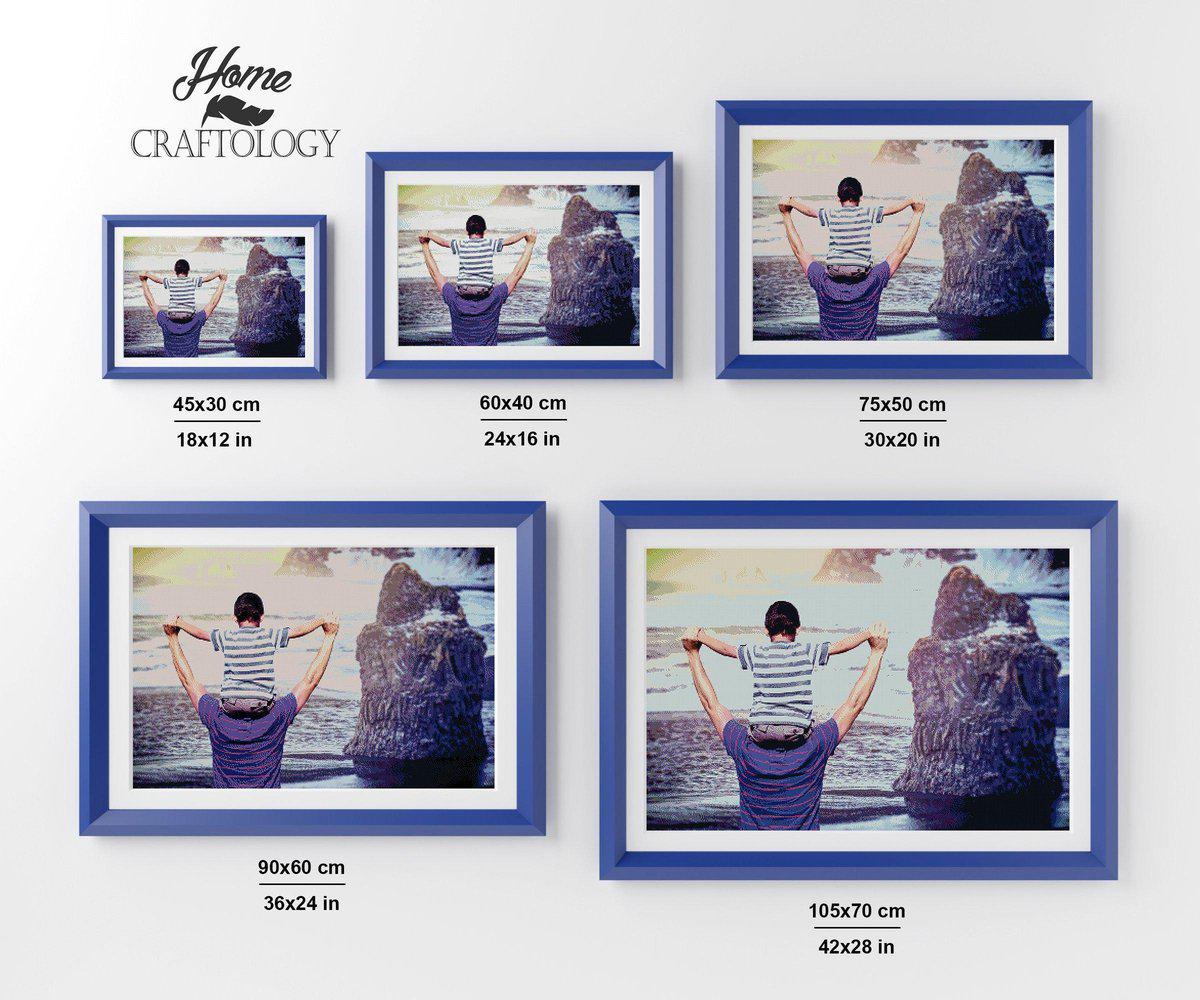 Father and Son at the Beach - Premium Diamond Painting Kit
