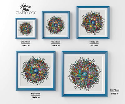 Colorful Flower Mandala - Premium Diamond Painting Kit