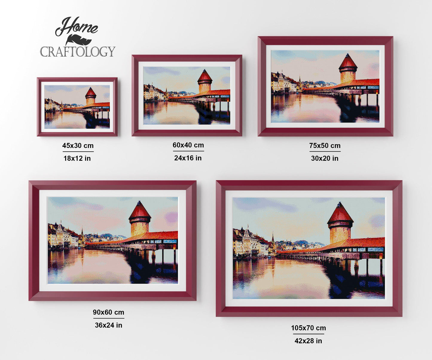 Chapel Bridge in Lucerne - Premium Diamond Painting Kit