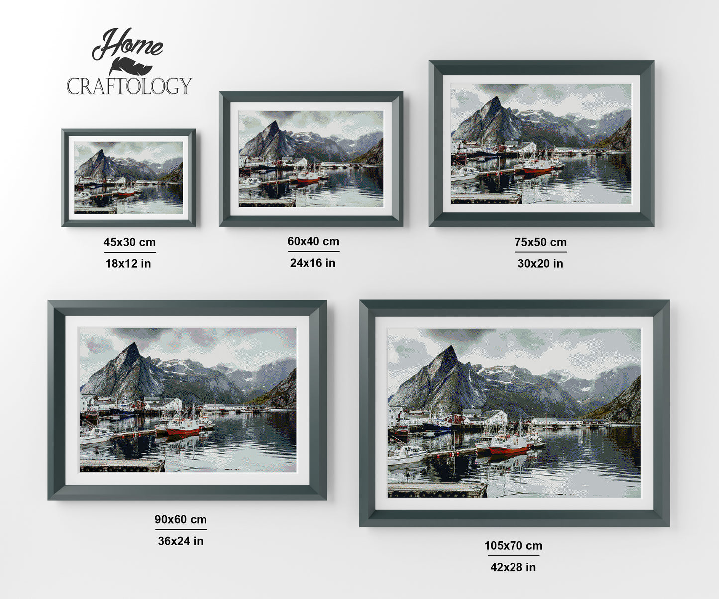 Ships at Fjord - Premium Diamond Painting Kit