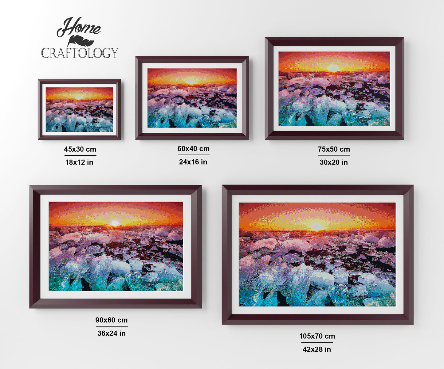 Sunset by the Glacier - Premium Diamond Painting Kit