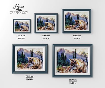 Wolf in the Mountain - Premium Diamond Painting Kit