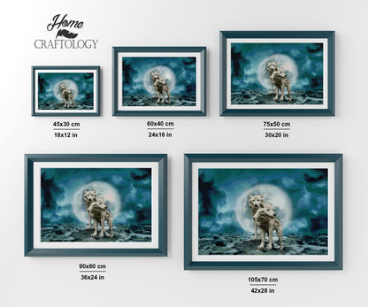 Wolves During Full Moon - Premium Diamond Painting Kit