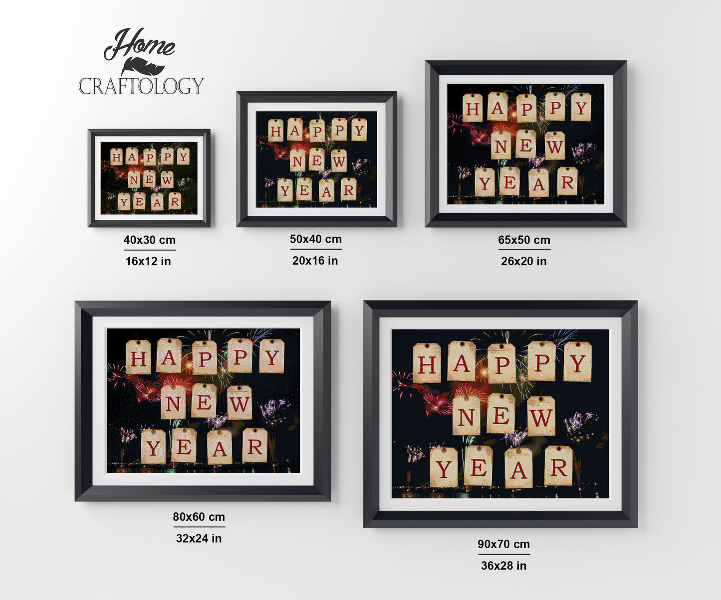 Happy New Year Tags - Premium Diamond Painting Kit