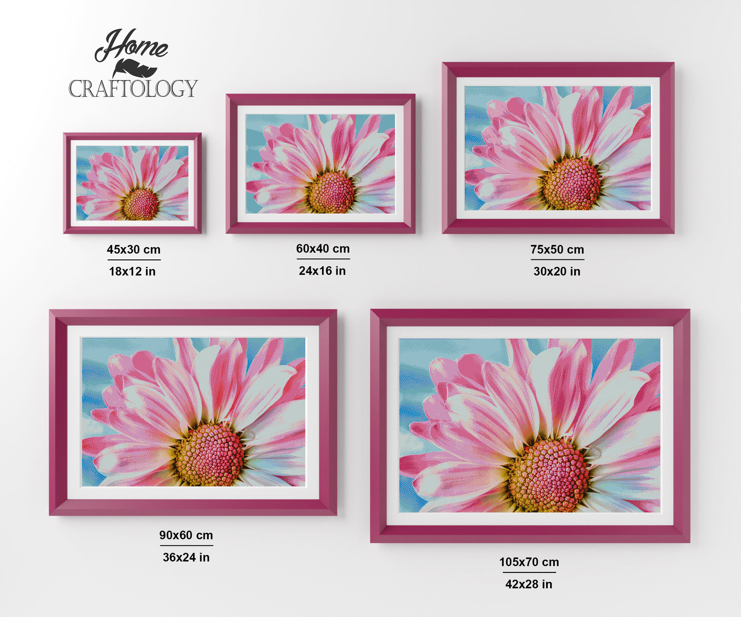 Pink Daisy - Premium Diamond Painting Kit