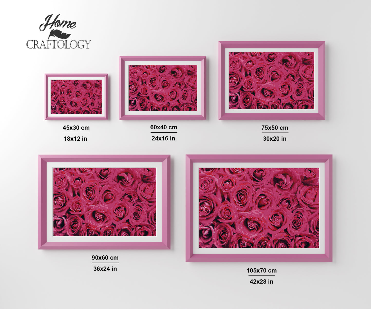 Rose Pink Flowers - Premium Diamond Painting Kit