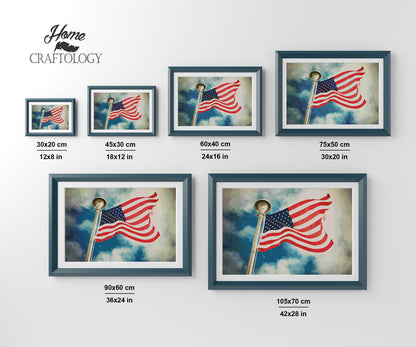 USA Flag on a Pole - Premium Diamond Painting Kit