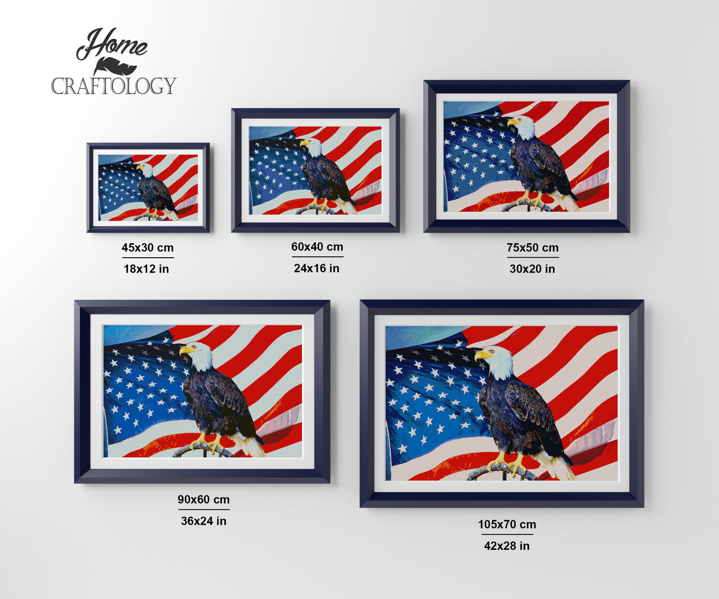 USA Flag with Bald Eagle - Premium Diamond Painting Kit