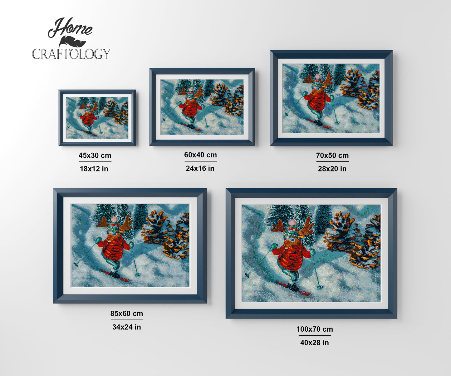 Skiing Moose - Premium Diamond Painting Kit