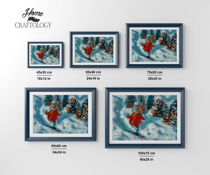 Skiing Moose - Premium Diamond Painting Kit