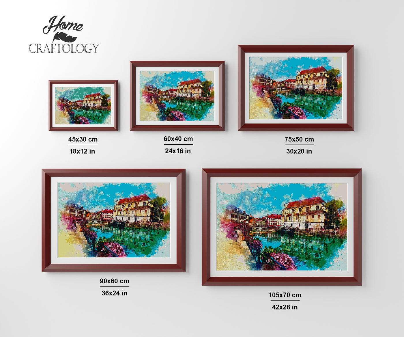 Houses by the River Painting - Premium Diamond Painting Kit