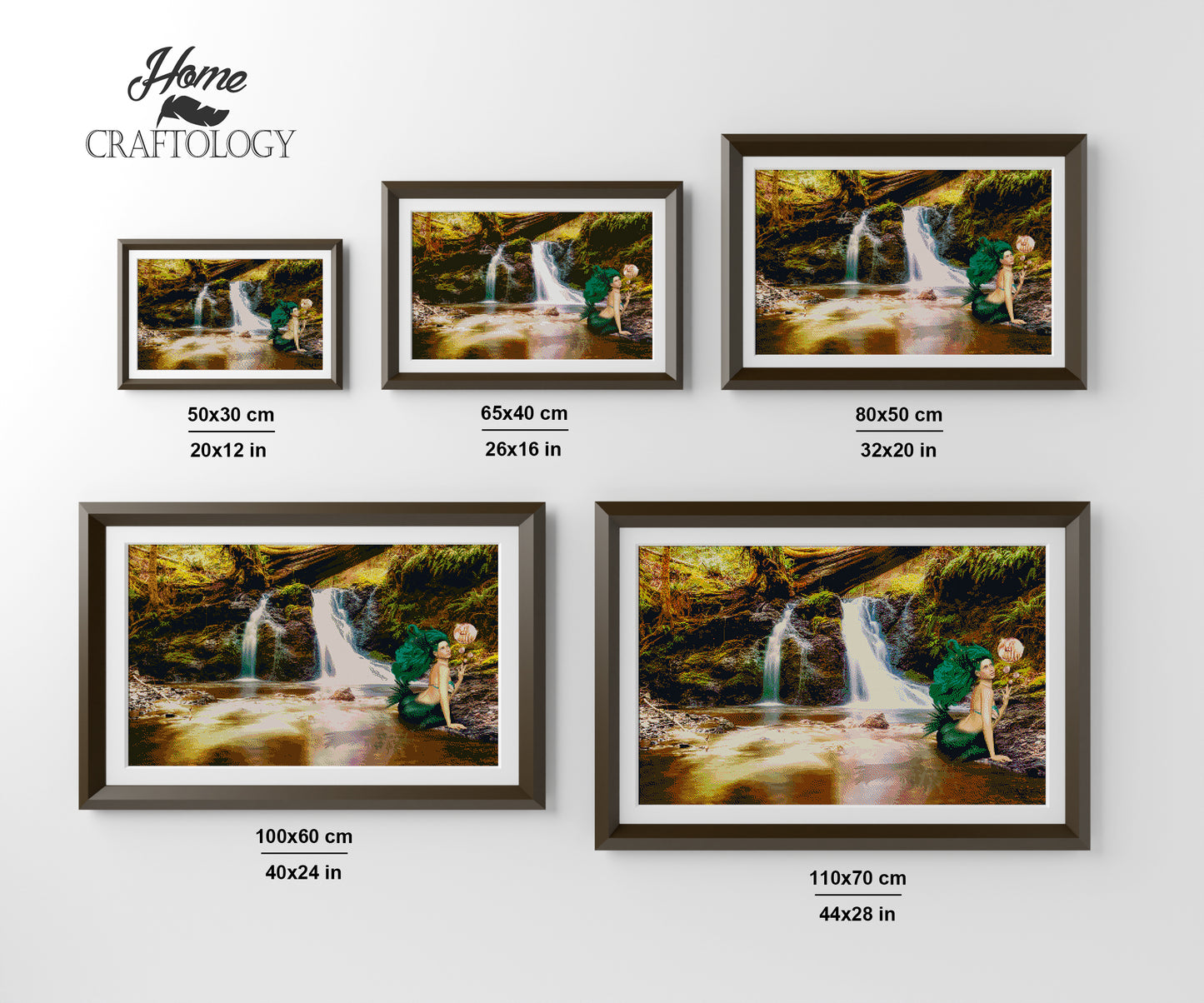 Mermaid and Waterfalls - Premium Diamond Painting Kit