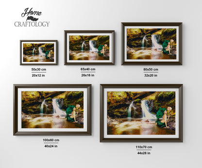 Mermaid and Waterfalls - Premium Diamond Painting Kit