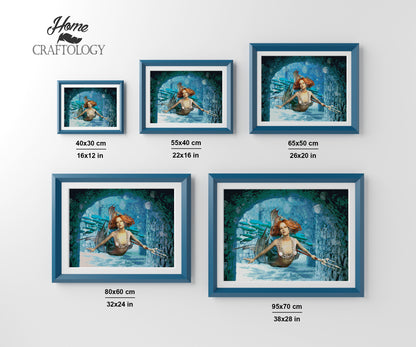 Mermaid Holding a Trident - Premium Diamond Painting Kit