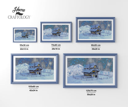 House with Snow Falling - Premium Diamond Painting Kit