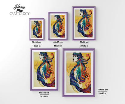 Girl with Colorful Hair - Premium Diamond Painting Kit