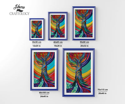 Tree with Colorful Background - Premium Diamond Painting Kit