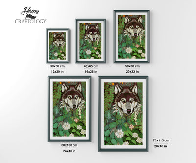 Wolf and Flowers - Premium Diamond Painting Kit