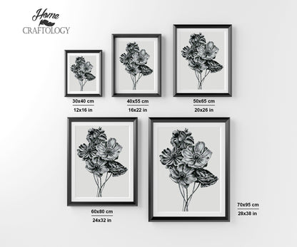 Black and White Flowers - Premium Diamond Painting Kit