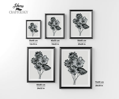 Black and White Flowers - Premium Diamond Painting Kit