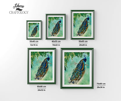 Peacock on a Branch - Premium Diamond Painting Kit