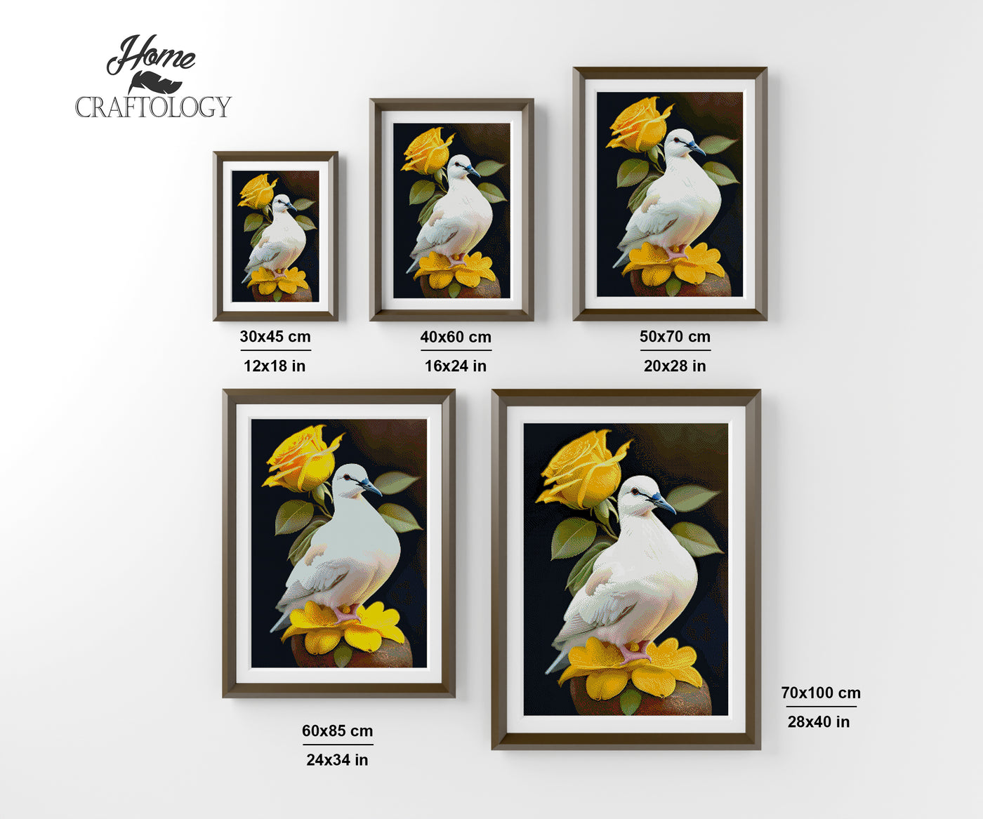White Bird and Yellow Roses - Premium Diamond Painting Kit