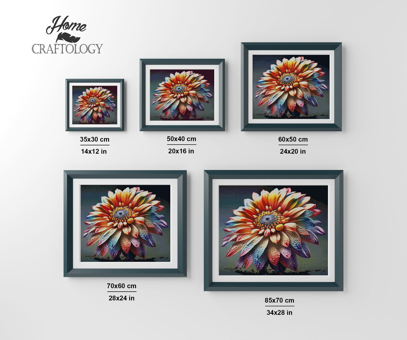 Colorful Flower with Droplets - Premium Diamond Painting Kit