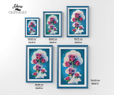 Pink Roses and Clouds - Premium Diamond Painting Kit