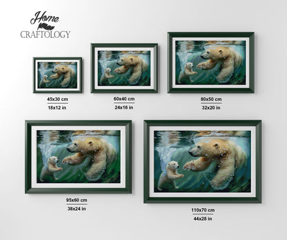 Mommy and Baby Polar Bears - Premium Diamond Painting Kit