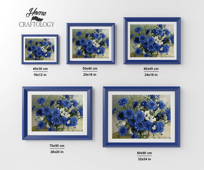 Blue Flowers - Premium Diamond Painting Kit