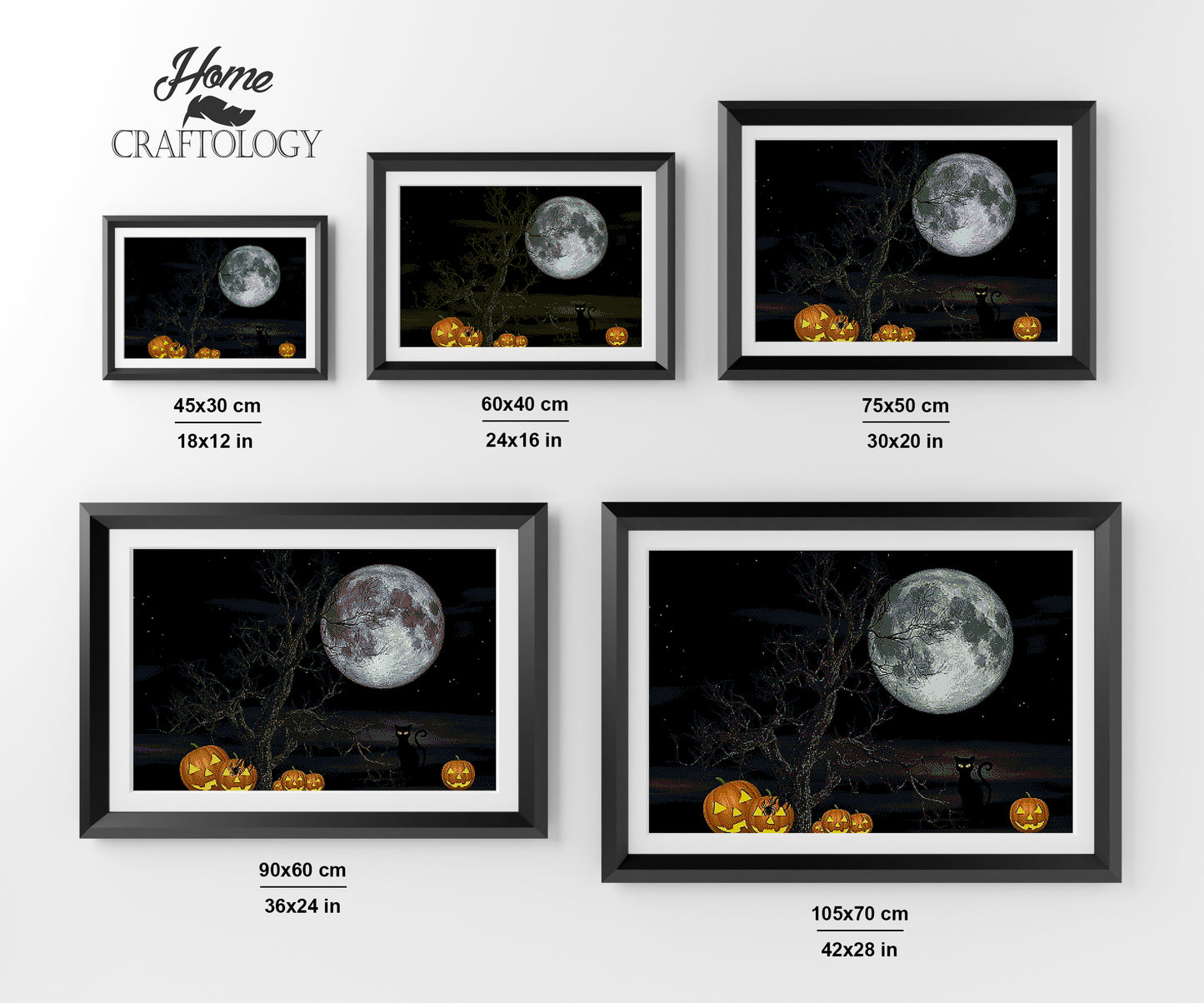 Black Cat on a Full Moon - Premium Diamond Painting Kit