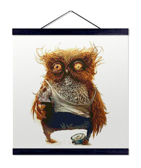 Owl Needs Coffee - Premium Diamond Painting Kit